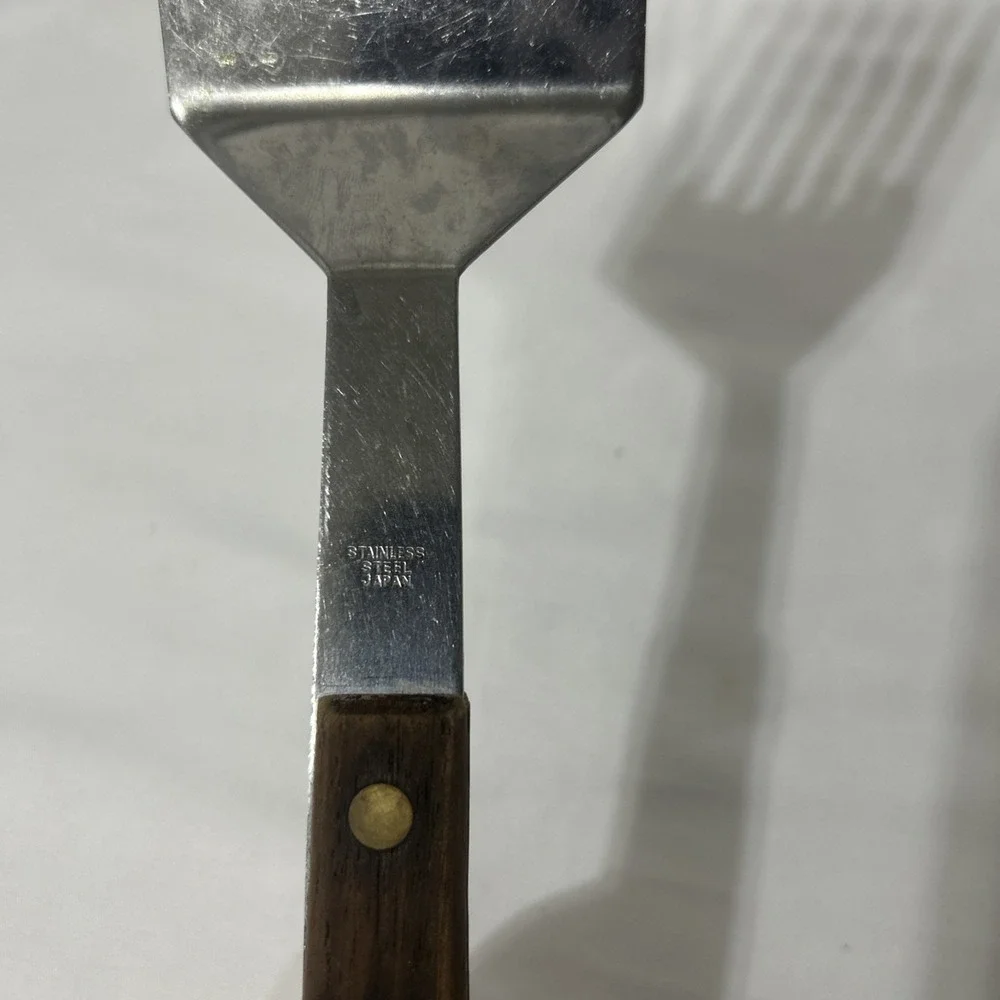 Vintage MC Stainless Steel Forked Spatula Turner 9.5